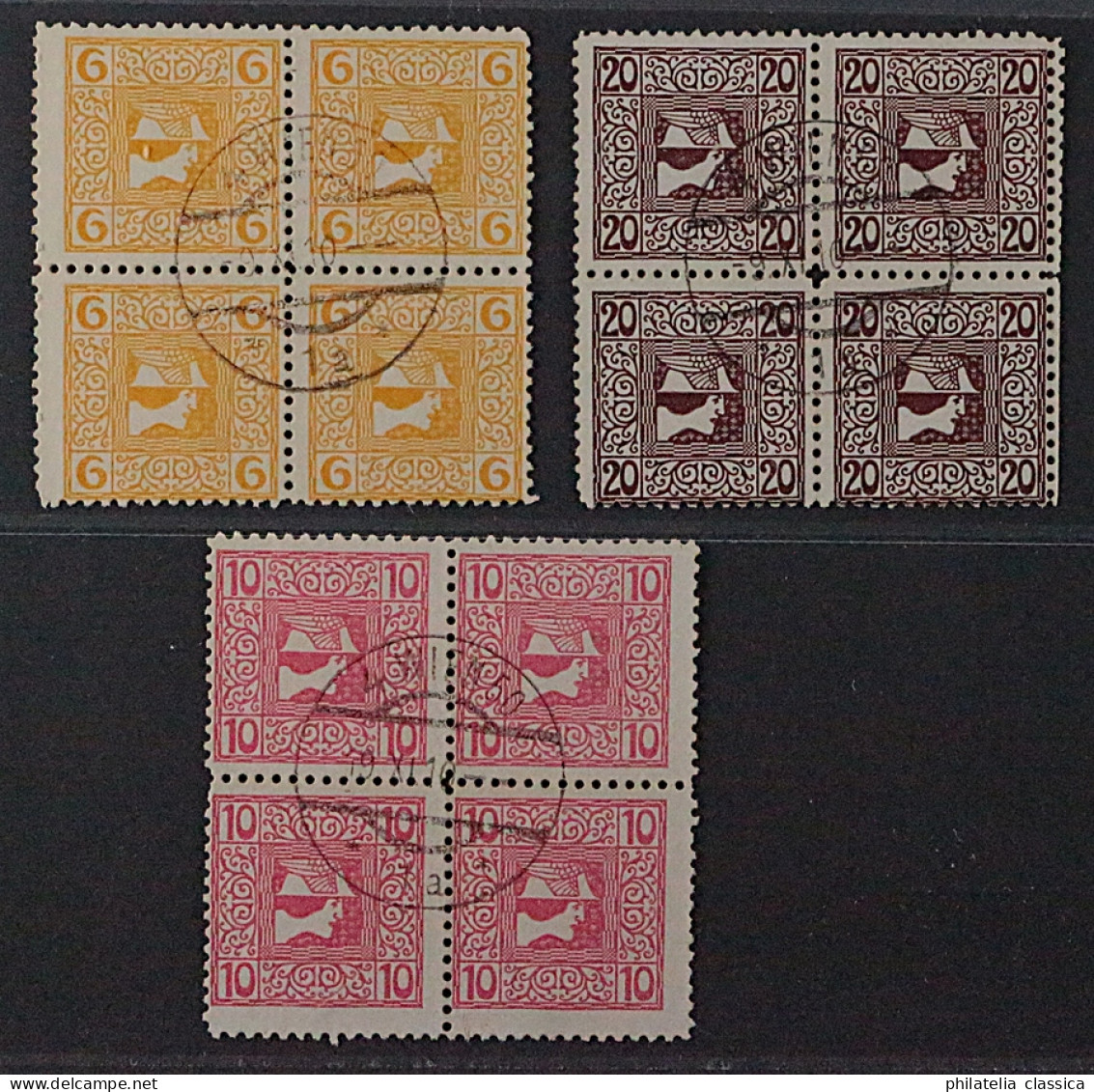 Österreich 158-60 X, Zeitungsmarken Gezähnt VIERERBLOCKS, Gestempelt, KW 518,- € - Used Stamps
