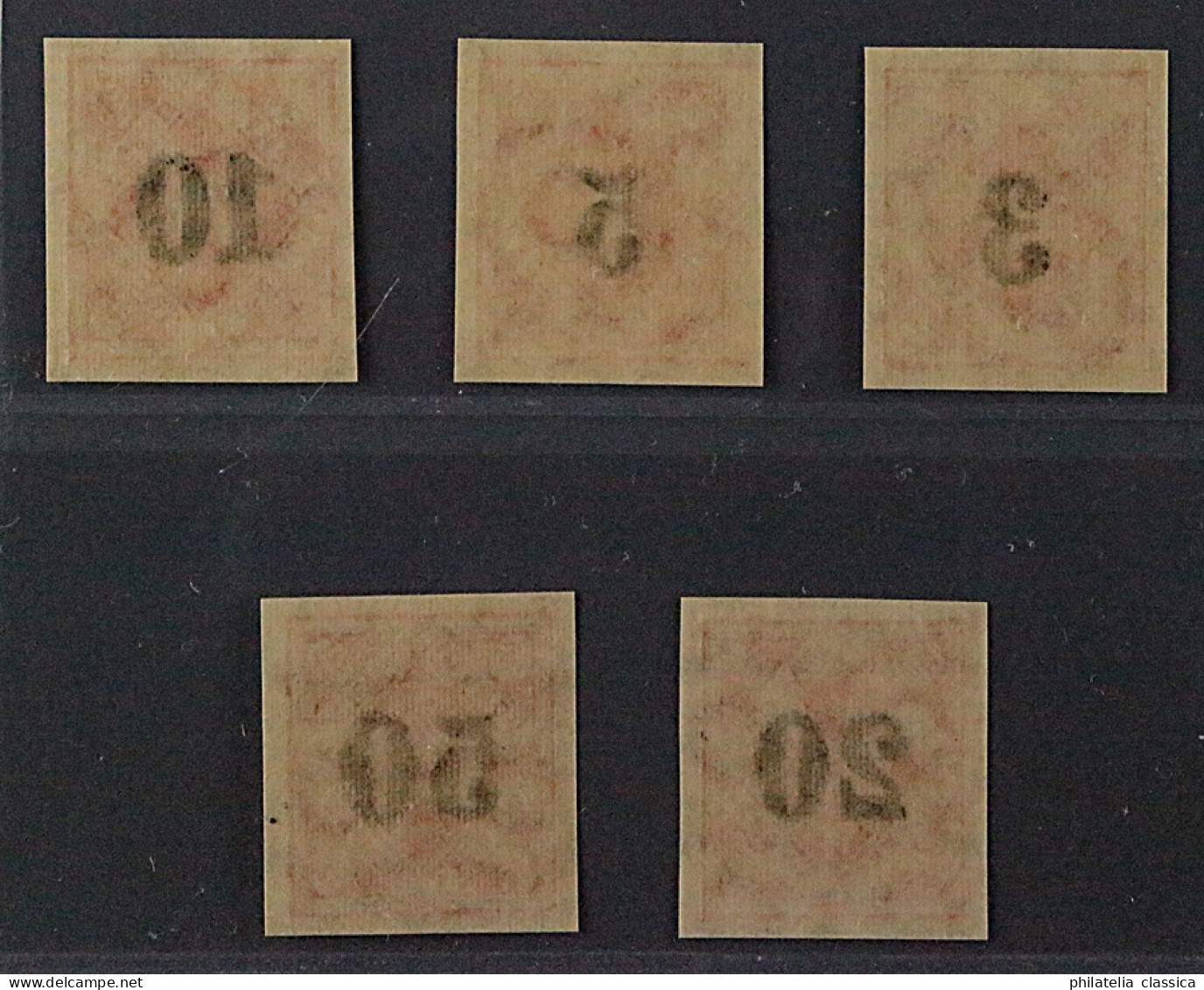 Württemberg  184-88 PU **  Rentenpfennig-Ausgabe 3-50 Pfg. UNGEZÄHNT, KW 300,- € - Postfris