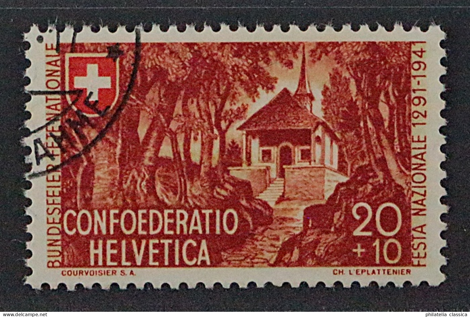1941, SCHWEIZ 397 B, PATRIA 20 Rp. 2. Auflage, Sauber Gestempelt, Geprüft 120,-€ - Used Stamps