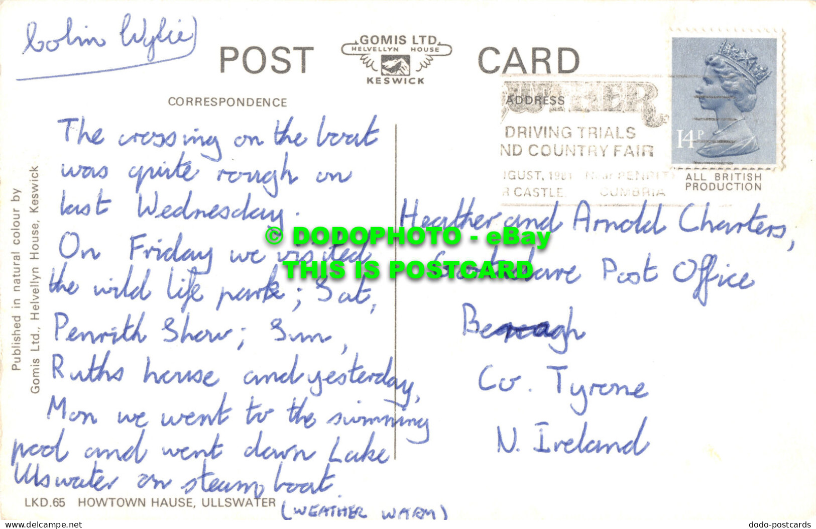 R527162 Ullswater. Howtown Hause. Gomis. Postcard - World