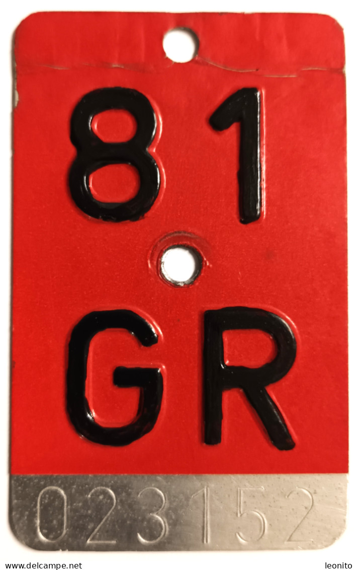 Velonummer Graubünden GR 81 - Number Plates