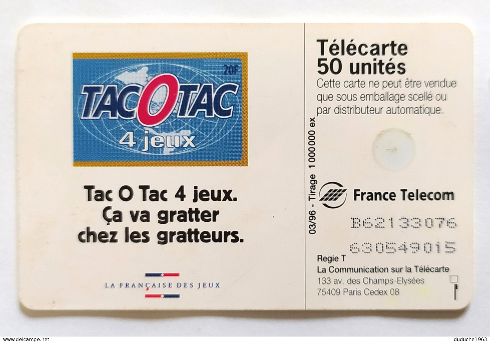 Télécarte France - Française Des Jeux - Tac Au Tac - Ohne Zuordnung