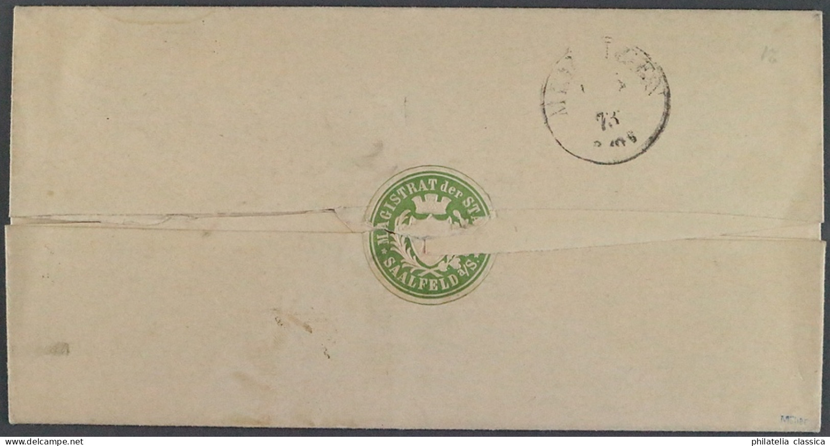 Dt. Reich 10, 7 Kr. Kleiner Brustschild, Kleinformat L15 LUXUS Brief, KW 180,- € - Cartas & Documentos