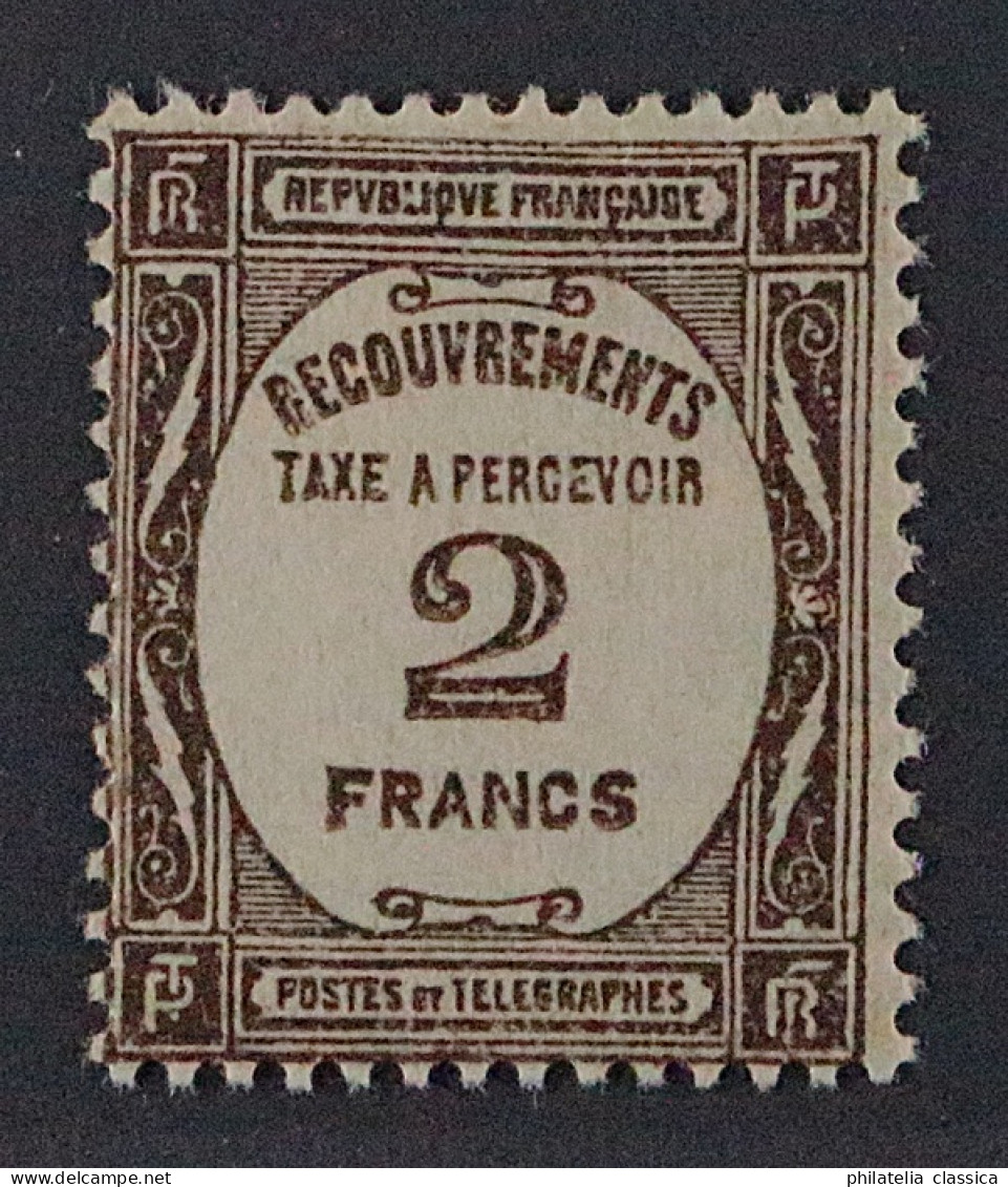 Frankreich  PORTO 66 **  Postauftragsmarke 2 Fr. Braun, Postfrisch, KW 270,- € - 1859-1959.. Ungebraucht