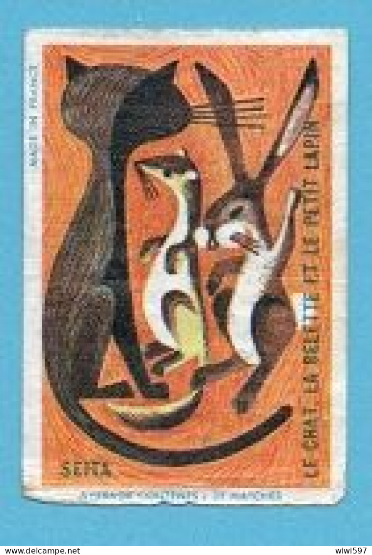 ÉTIQUETTE DE BOITE D' ALLUMETTES - FABLES 1 BIS - LE CHAT LA BELETTE ET LE PETIT LAPIN - Matchbox Labels