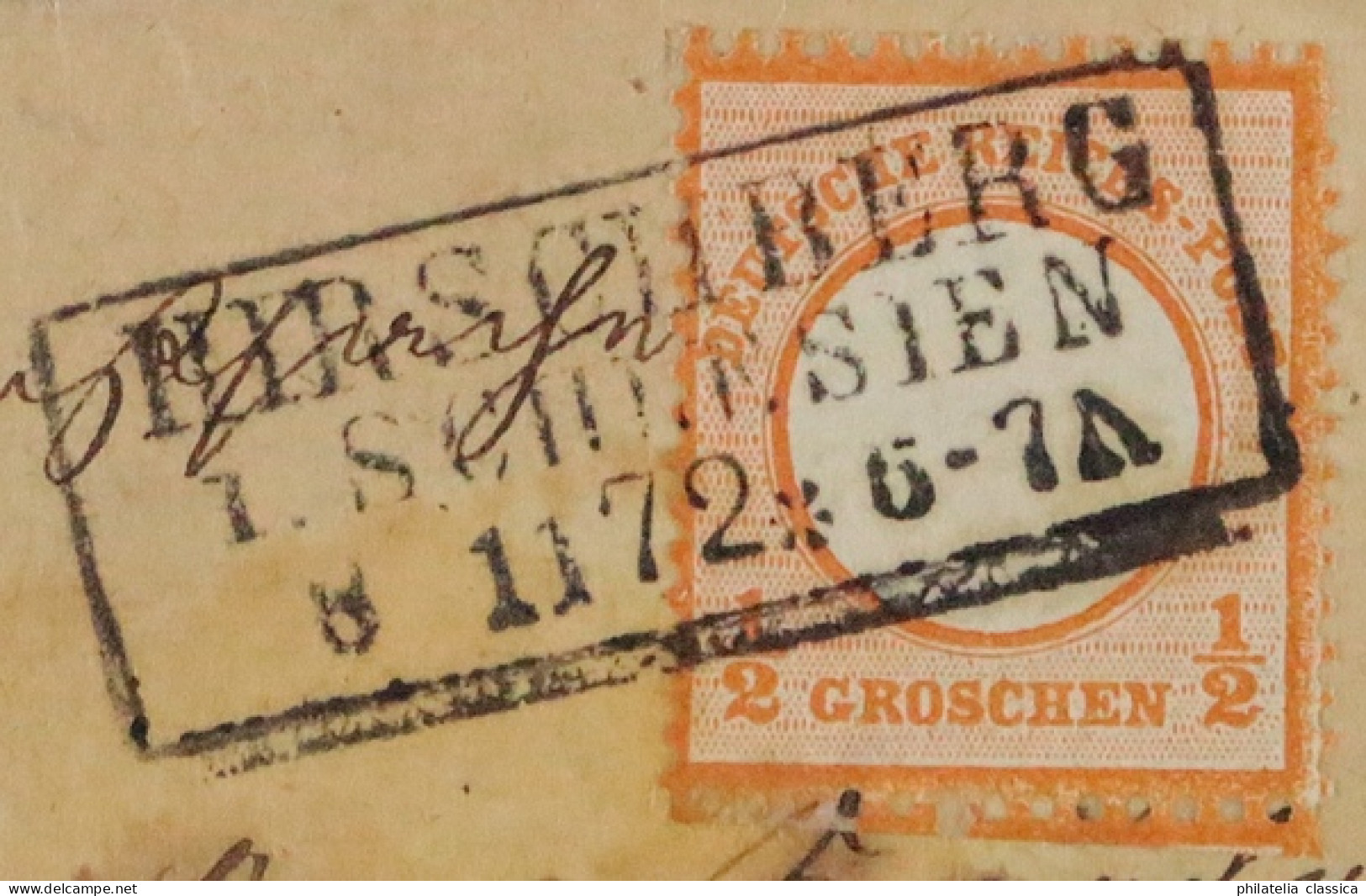 Dt. Reich 14, Brief 1/2 Gr. Kleiner Brustschild, Landzustellbereich, KW 200,-€ - Covers & Documents