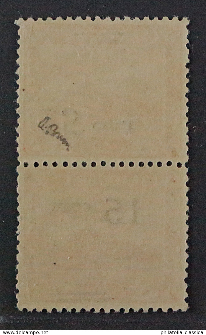 1921, SAAR 73 A NK IV * Aufdruck Normal/KOPFSTEHEND Im PAAR, Fotoattest 1000,-€ - Ongebruikt