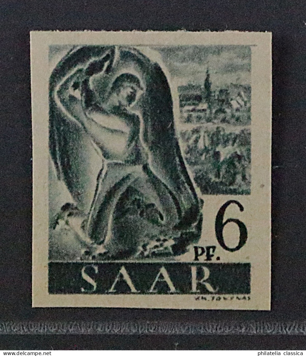 SAARLAND  208 ZU **  6 Pfg. Bergmann UNGEZÄHNT, Selten, Postfrisch, KW 220,- € - Unused Stamps