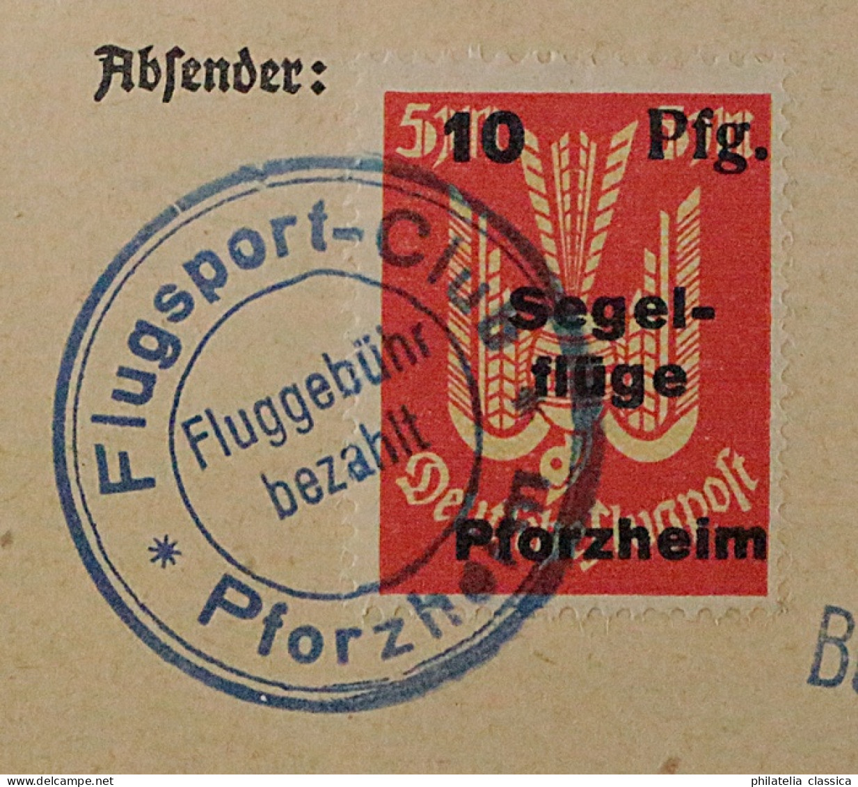 Flugmarke 13 D, Karte Mit Büchelberg 5 Mk. Flugzeug ROTER TEUFEL, KW 150,- €. - Emissioni D'emergenza Zona Britannica