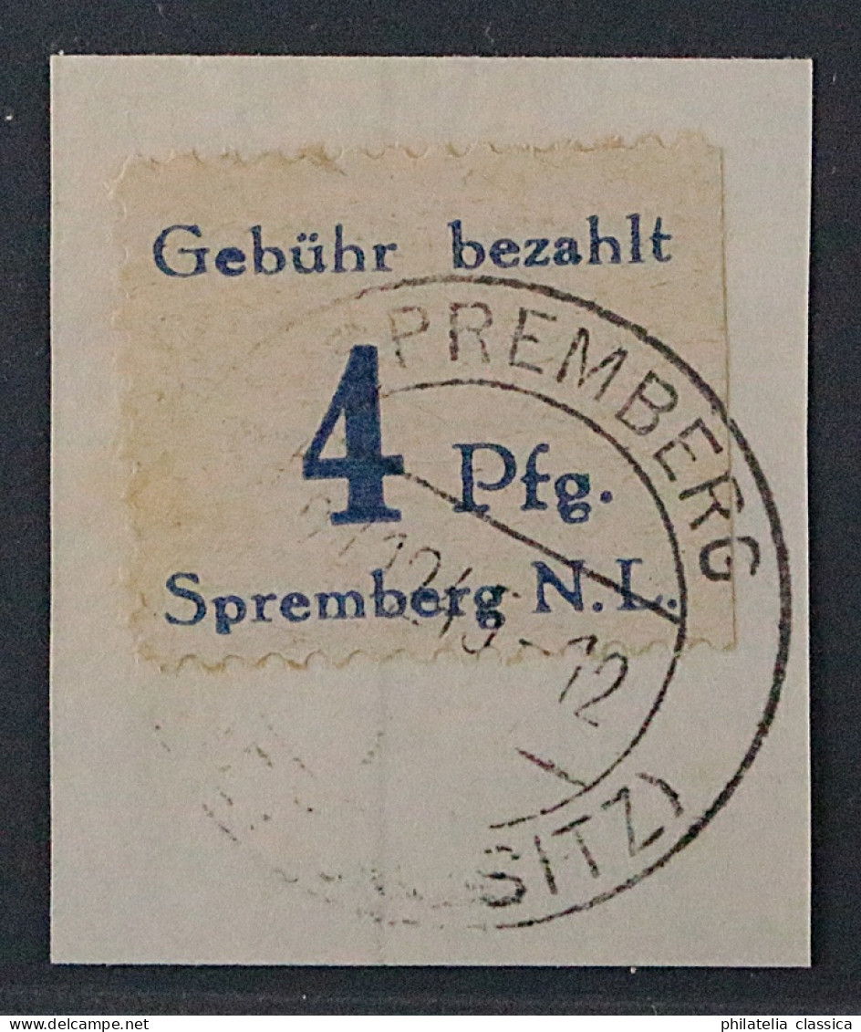 SPREMBERG  2 B, Seltene Farbe Violettultramarin, Briefstück, Geprüft KW 150,- € - Gebraucht