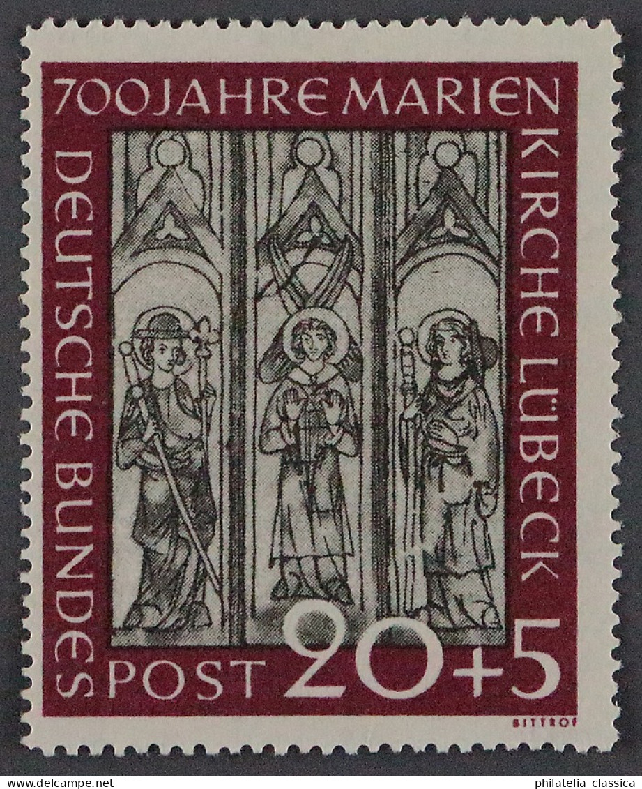 Bund  140 I **  Marienkirche 20 Pfg. Mit Sprung Im Fresko Postfrisch, KW 650,- € - Nuovi