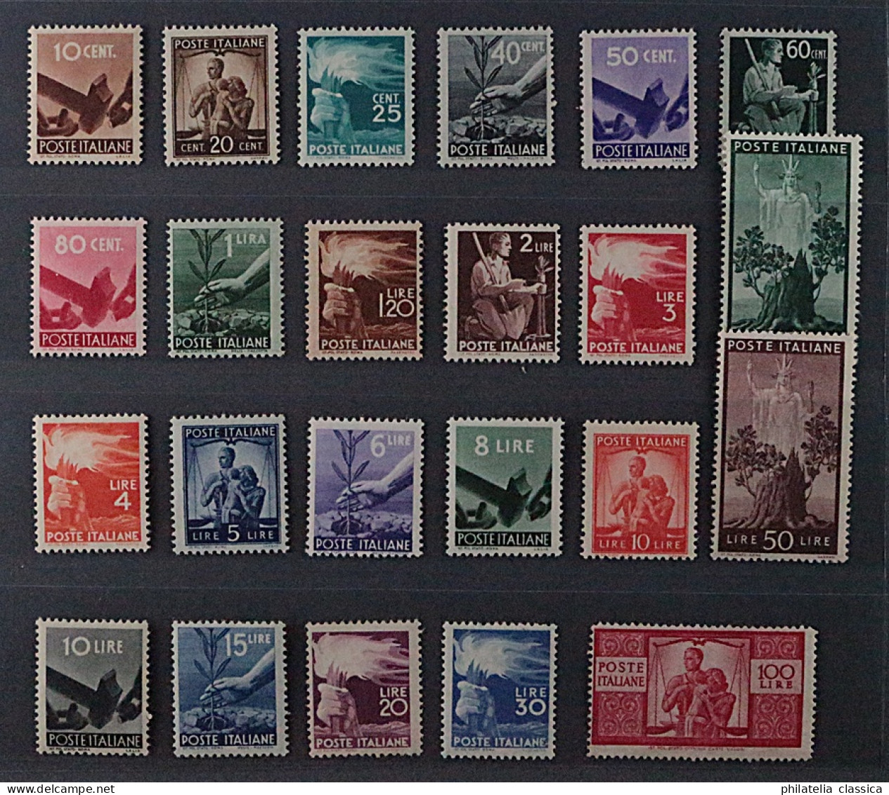 Italien  682-704 **  Freimarken 1945, 23 Werte Komplett, Postfrisch, KW 1000,- € - 1946-60: Mint/hinged
