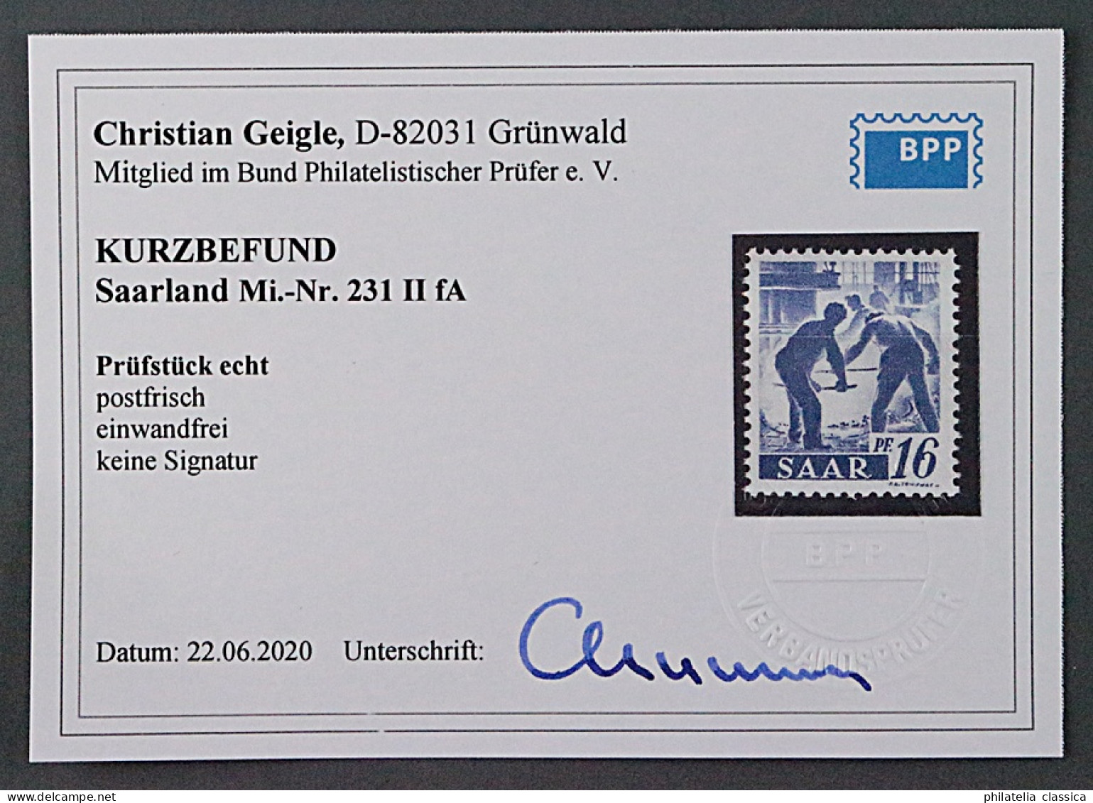 SAARLAND 226-238 II FA ** NEUAUFLAGE Fast Kpl. Postfrisch, Fotoattest KW 2000,-€ - Unused Stamps