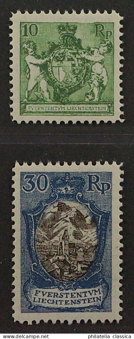 1925, LIECHTENSTEIN 63-64 ** 10+30 Rp. Rare Ergänzungswerte, Postfrisch, 170,-€ - Neufs