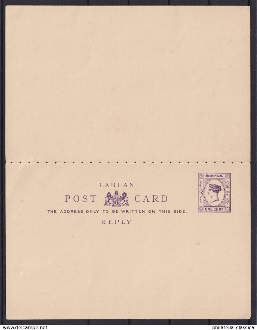 1896, LABUAN 49 Auf Antwortkarte 1 C. Violett + Beifrankatur Nach STRASSBURG - Unused Stamps