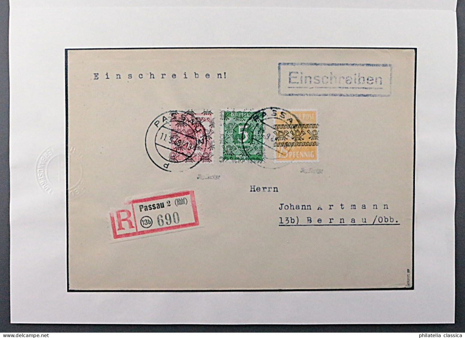 BIZONE IV/II, Ziffer 5 Pfg Netzaufdruck Auf R-Brief, Fotoattest, SELTEN, 500,-€+ - Storia Postale