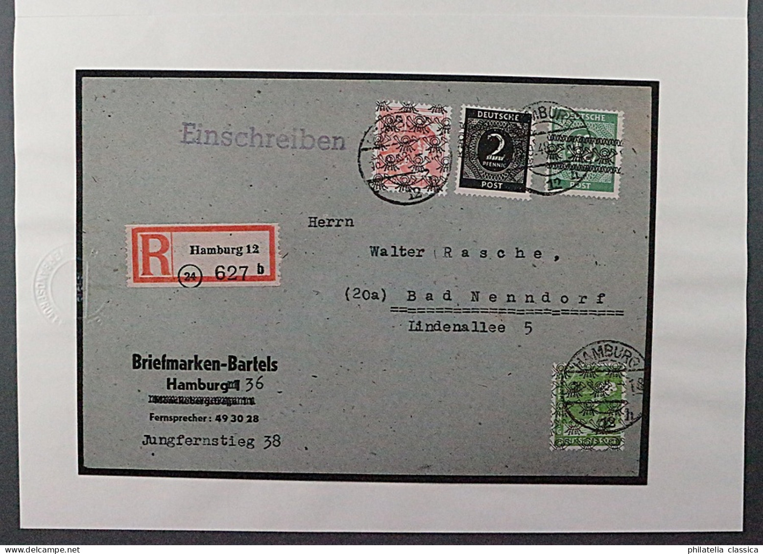 BIZONE VII/I, Ziffer 42 Pfg Band-Aufdruck, R-Brief, Fotoattest, SELTEN, 1500,-€+ - Storia Postale