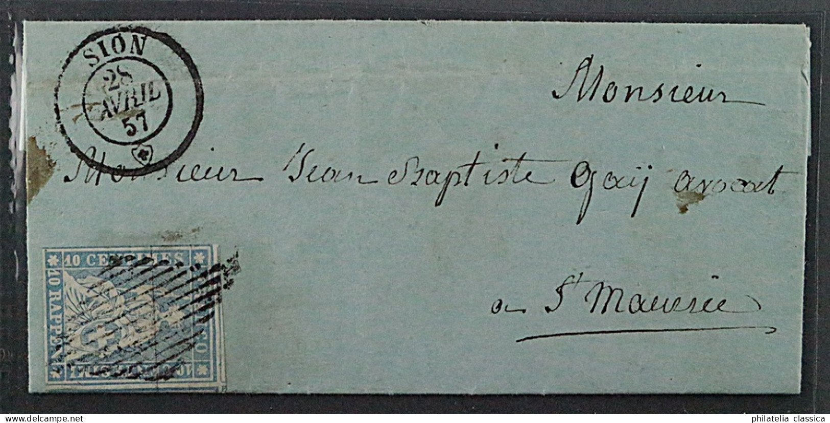 SCHWEIZ 14 II Bzo, (SBK 23 E), 10 Rp.Seidenpapier Auf Brief, Fotoattest 700,-€ - Cartas & Documentos