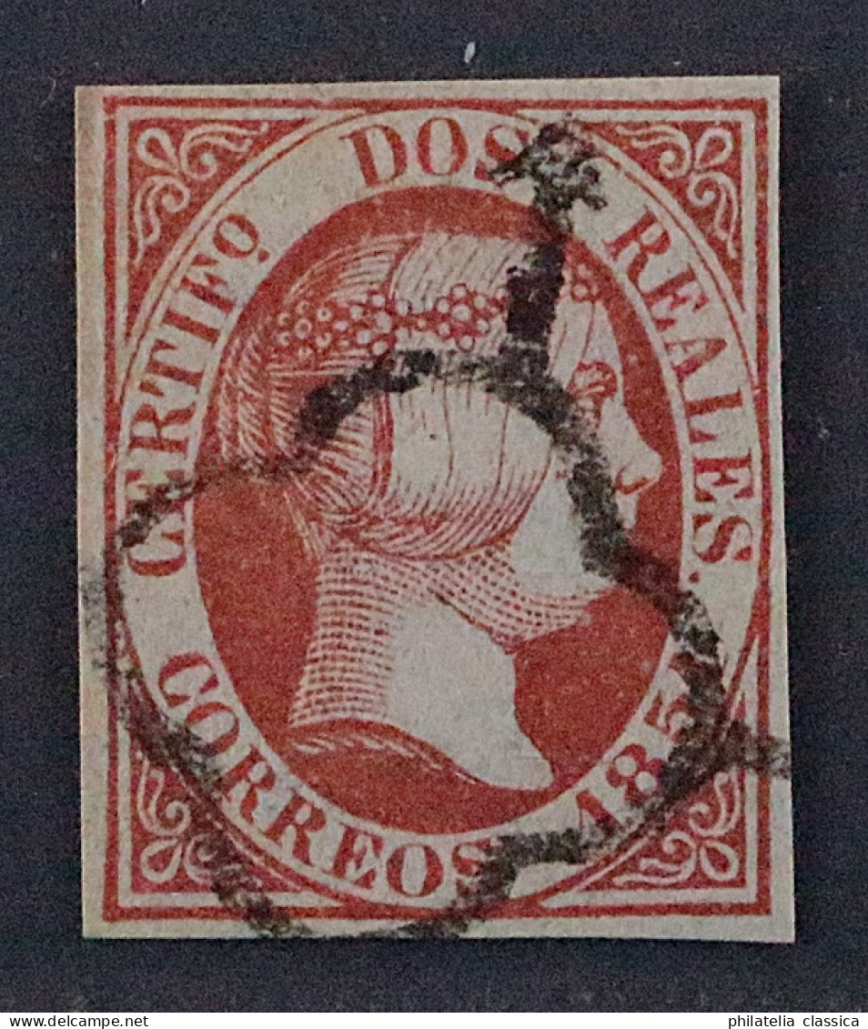 1851, SPANIEN 8, Isabella Im Oval 2 R. Orange, Sperati-Fälschung Nr. 358 - Gebraucht