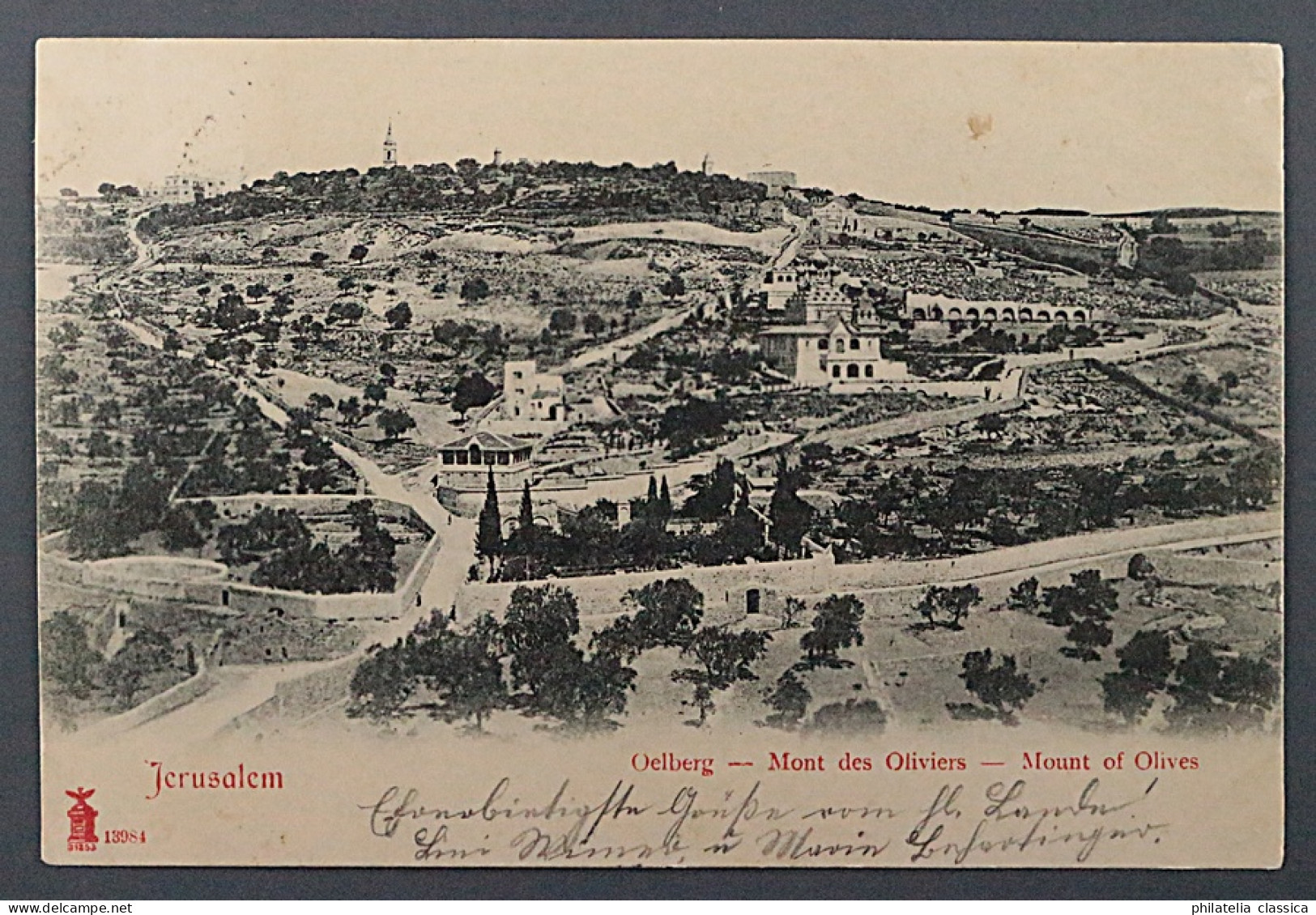 1904, ÖSTERREICH Kreta 9, 10 Cmi. Lackaufdruck Auf Ansichtskarte ÖLBERG, 200,-€ - Altri & Non Classificati