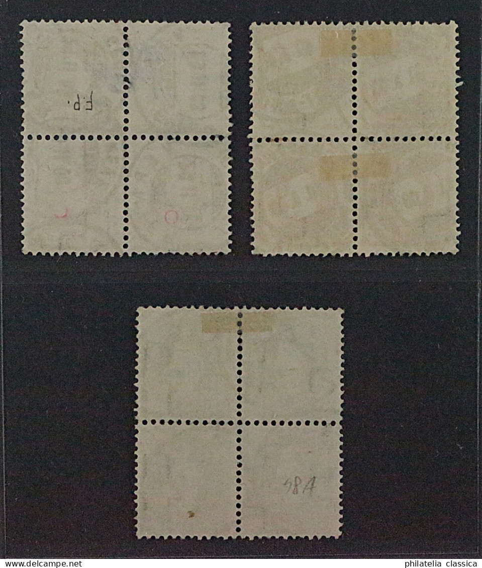 1907, SCHWEIZ 90-92 D (SBK 96-98 A) VIERERBLOCKS, Sauber Gestempelt, 1200,-SFr. - Gebraucht