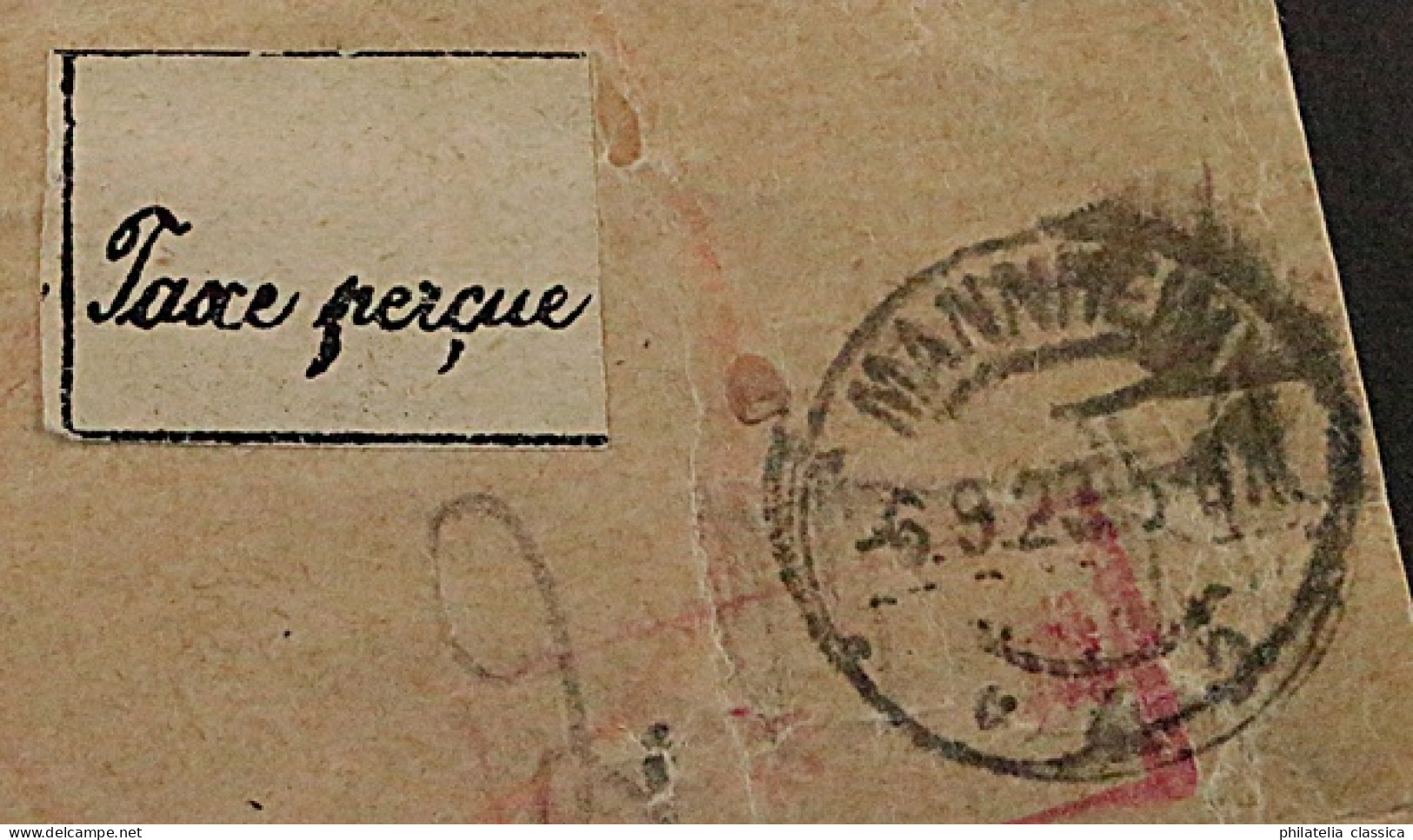 1923, MANNHEIM 4 Gebührenzettel Auf Auslands-Brief Nach BASEL Sehr Selten 700,-€ - 1922-1923 Emissions Locales