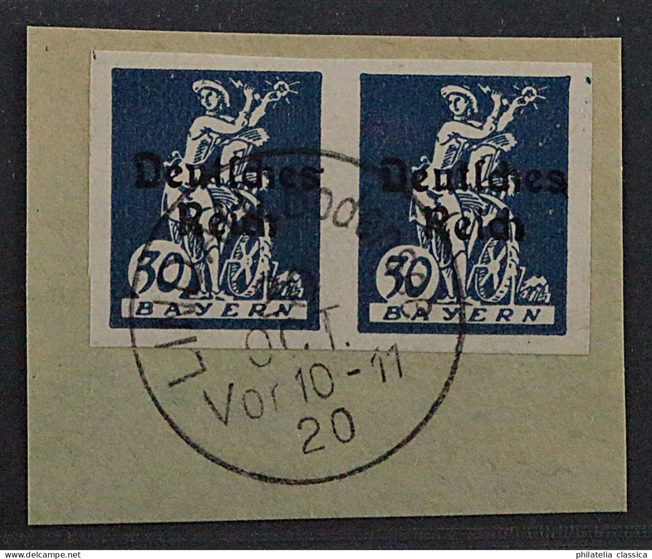 Dt. Reich  123 U Luxus-Briefstück Mit Paar 30 Pfg. UNGEZÄHNT, Geprüft KW 900,- € - Gebraucht