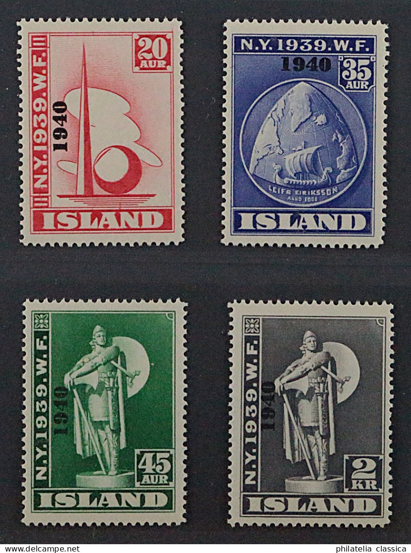 1940, ISLAND 218-21 ** Weltausstellung Aufdruck 1940, Postfrisch, 220,-€ - Nuovi