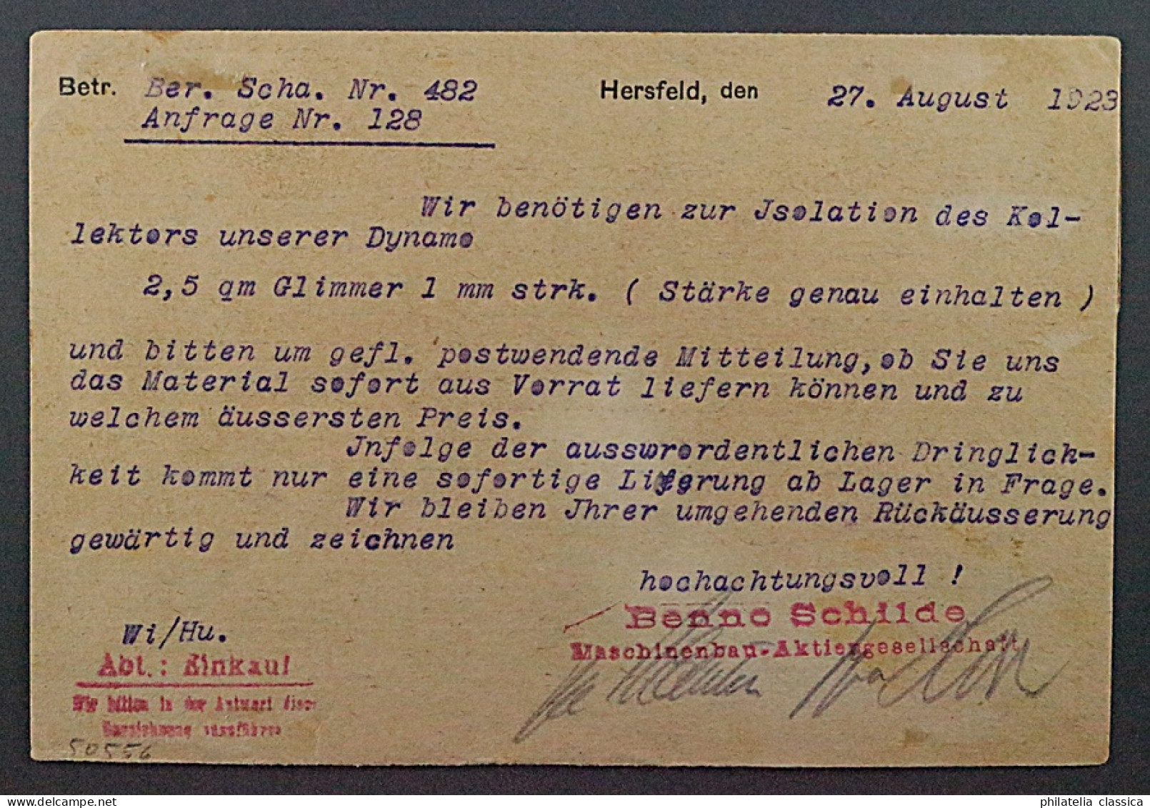 1923, KASSEL OPD 1 I Gebührenzettel Deutsche Schrift Bedarfskarte, SELTEN 300,-€ - 1922-1923 Lokalausgaben