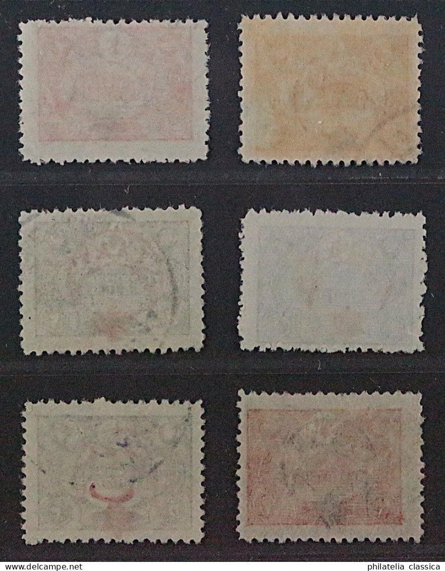 1915, TÜRKEI Ex 318-29 K, 6 Verschiedene Werte Aufdruck KOPFSTEHEND, Selten !! - Used Stamps