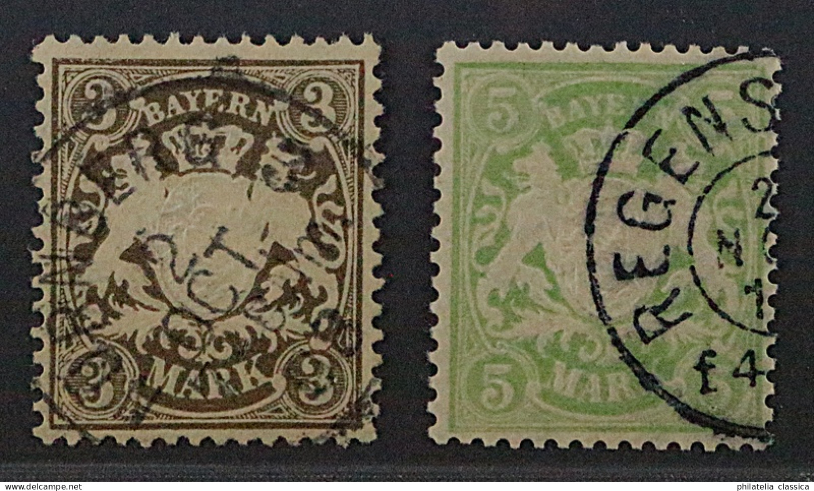 Bayern  69-70 X,  Wappen 3+5 Mk. Gestempelt  KW 70,- € - Oblitérés