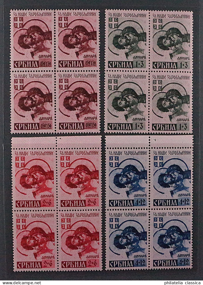 1941, II. WK SERBIEN 54-57 I ** VIERERBLOCK Mit Unterdruck, Postfrisch, 800,-€ - Bezetting 1938-45