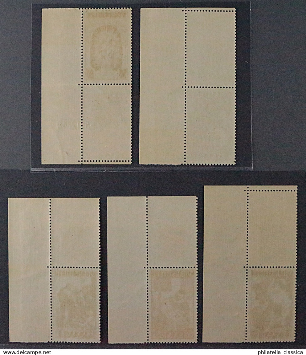 SAAR 267-71 ** Volkshilfe 1949, ECKRAND, Teils Druckdatum Postfrisch 170,- € - Unused Stamps