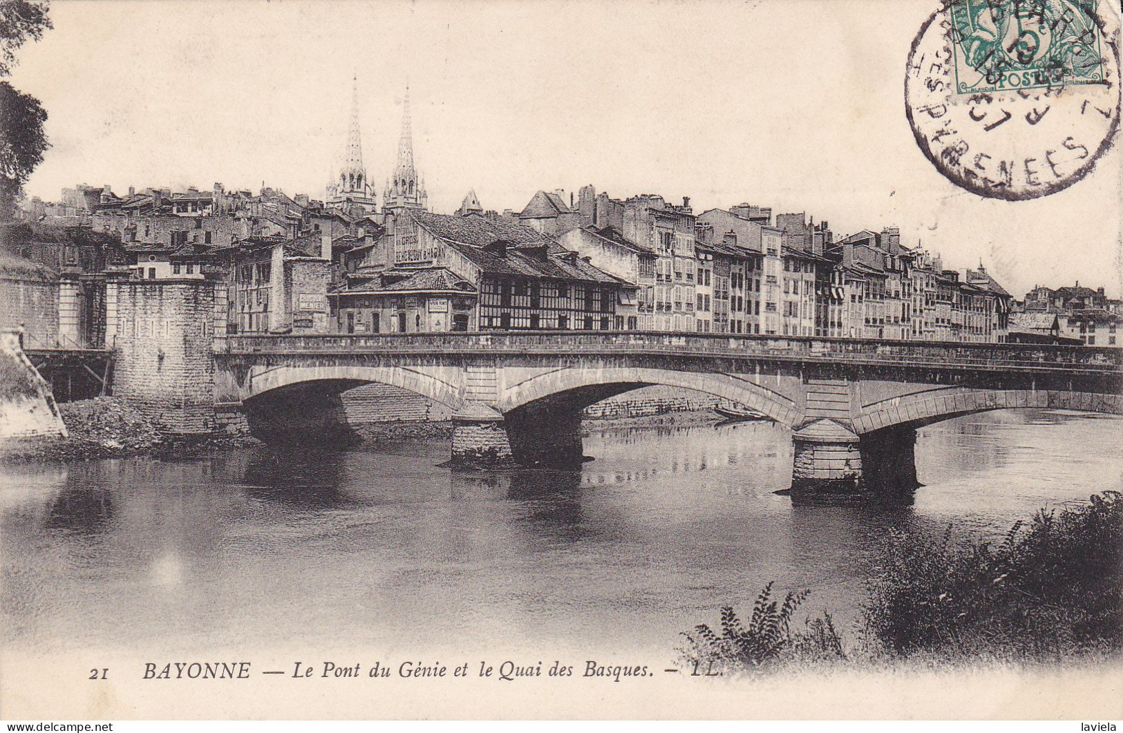 64 BAYONNE - Le Pont Du Génie Et Le Quai Des Basques - Circulée 1907 - Bayonne
