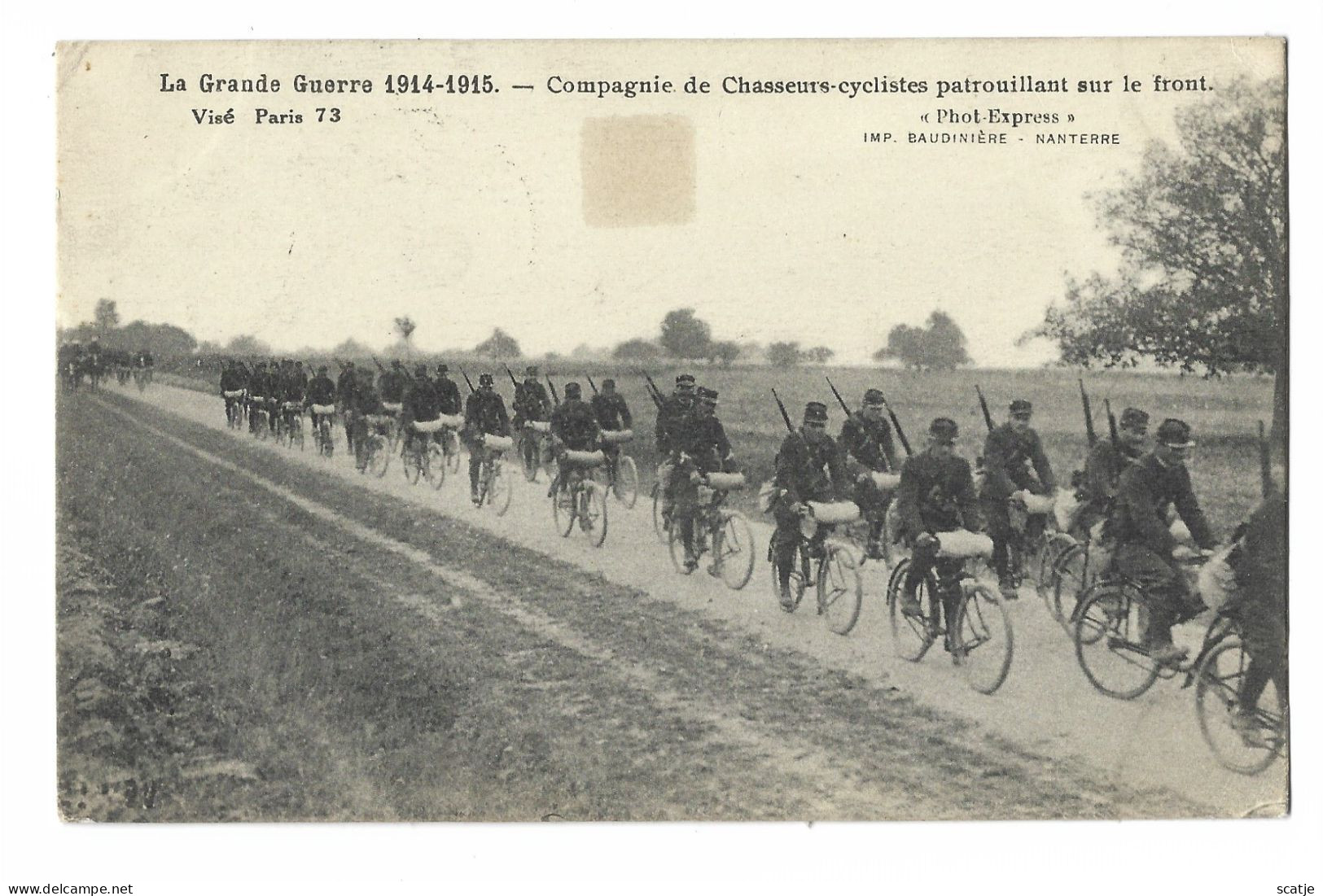 Compagnie De Chasseurs-cyclistes Patrouillant Sur Le Front.  -  Postes Militaires Belgie -  1915  Naar  Pas De Calais - Guerre 1914-18