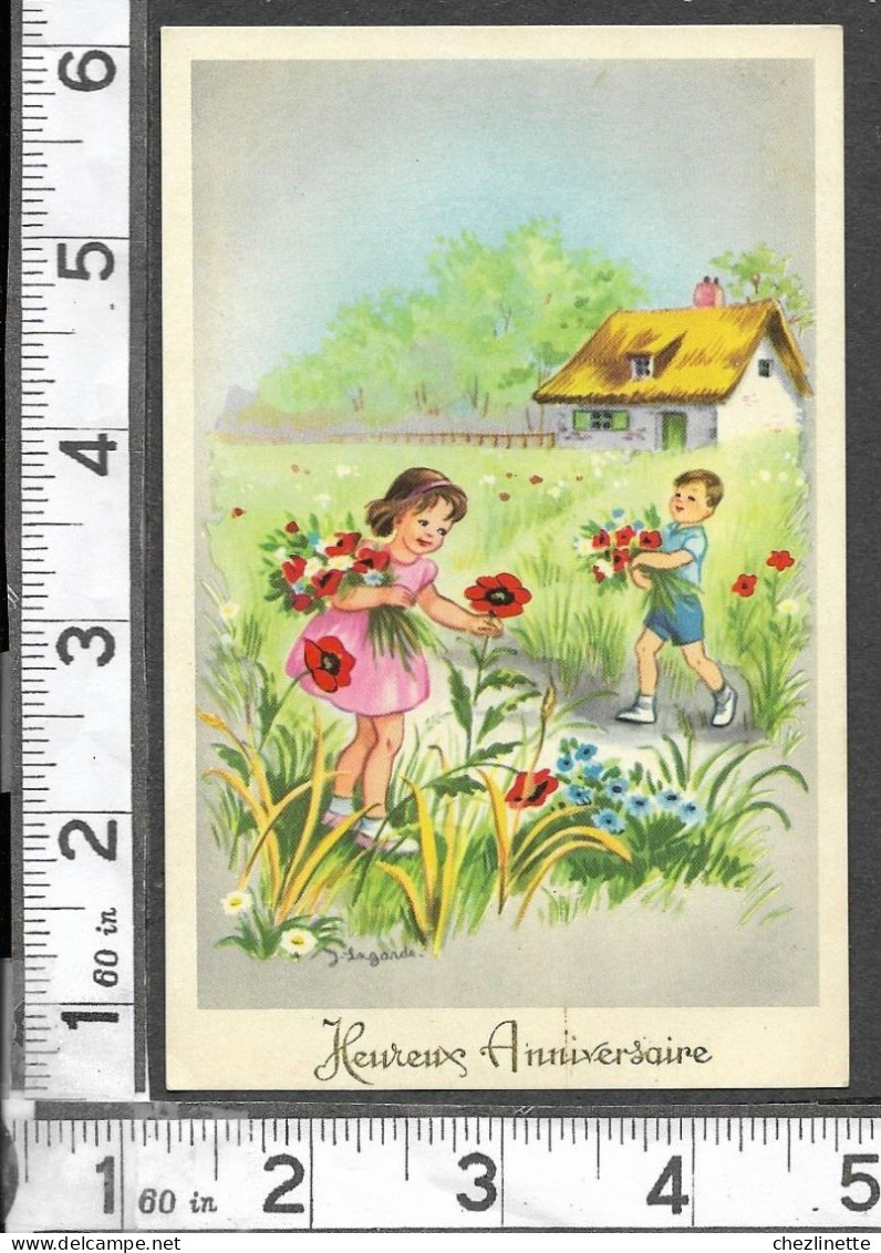 Editions JLP CHARME 290 / ILLUSTRATEUR J. LAGARDE / ENFANTS CUEILLANT DES FLEURS DES CHAMPS - Altri & Non Classificati