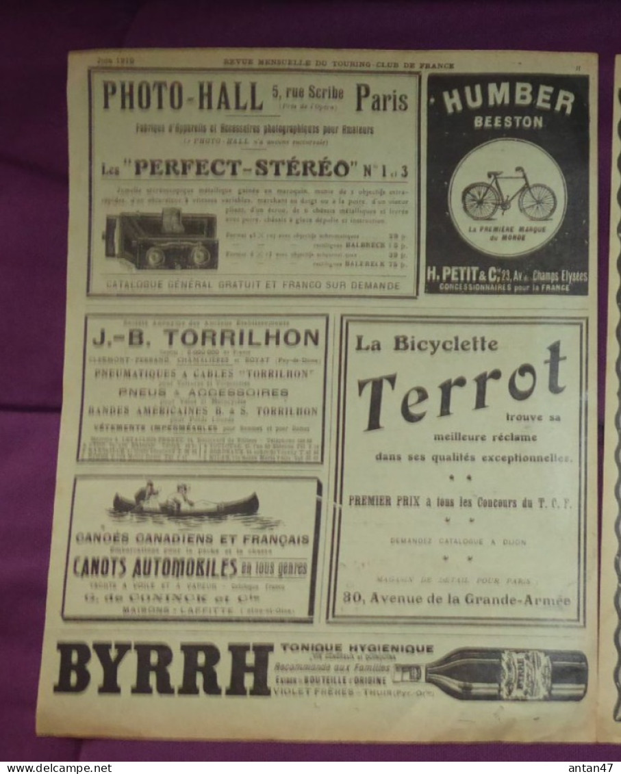 Pub TOURING CLUB 1910 / Cycles TERROT HUMBER DE DION BOUTON TRIUMPH LA FRANCAISE  Moyeu EADIE - Publicidad