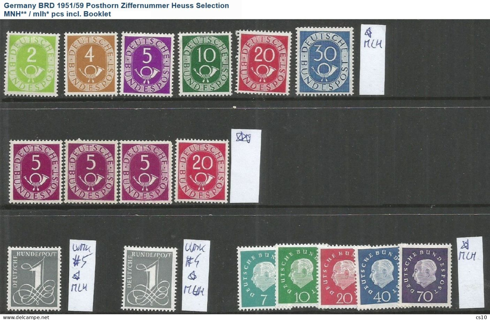 Germany BRD 1949/1960 quite cpl collection 13 scans MNH/mlh incl.CELEBRATIVES with Hvs great condition SEE SCANS