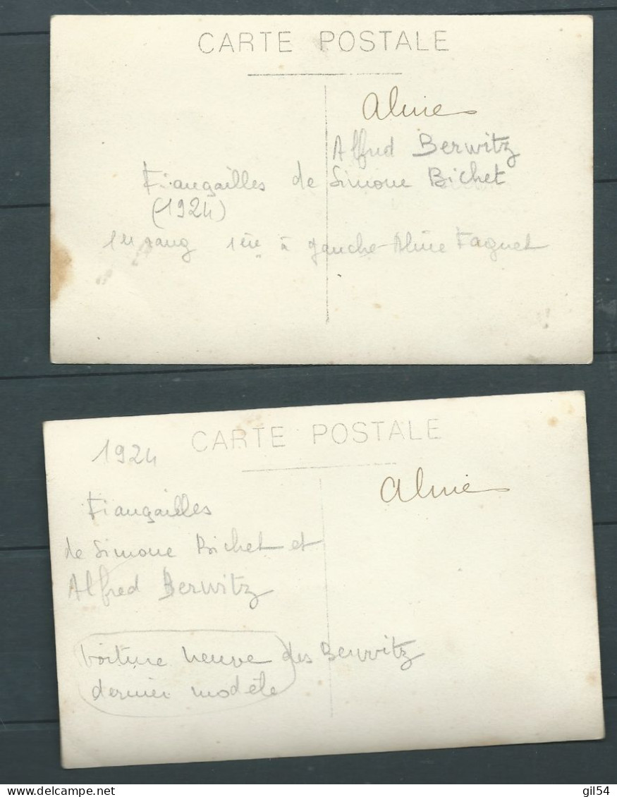 2 Cpa Photos, Fiançailles De Simone Bichet Et Alfred Berwitz En 1924 -   Mald 151 - Personnes Identifiées