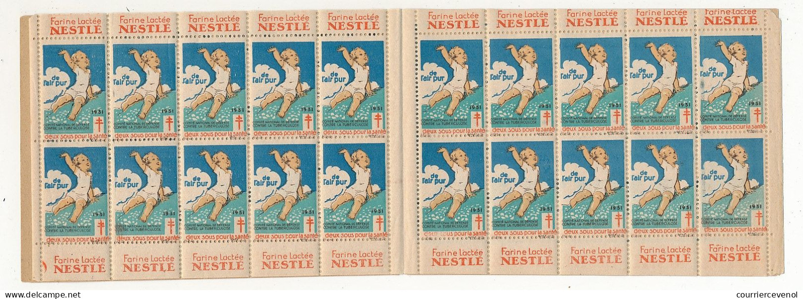 Carnet Anti-tuberculeux 1932 - 2 Fr - 20 Timbres à 10c  - Pubs Farine Lactée Nestlé Sur Tous Les Timbres - Blocks & Sheetlets & Booklets