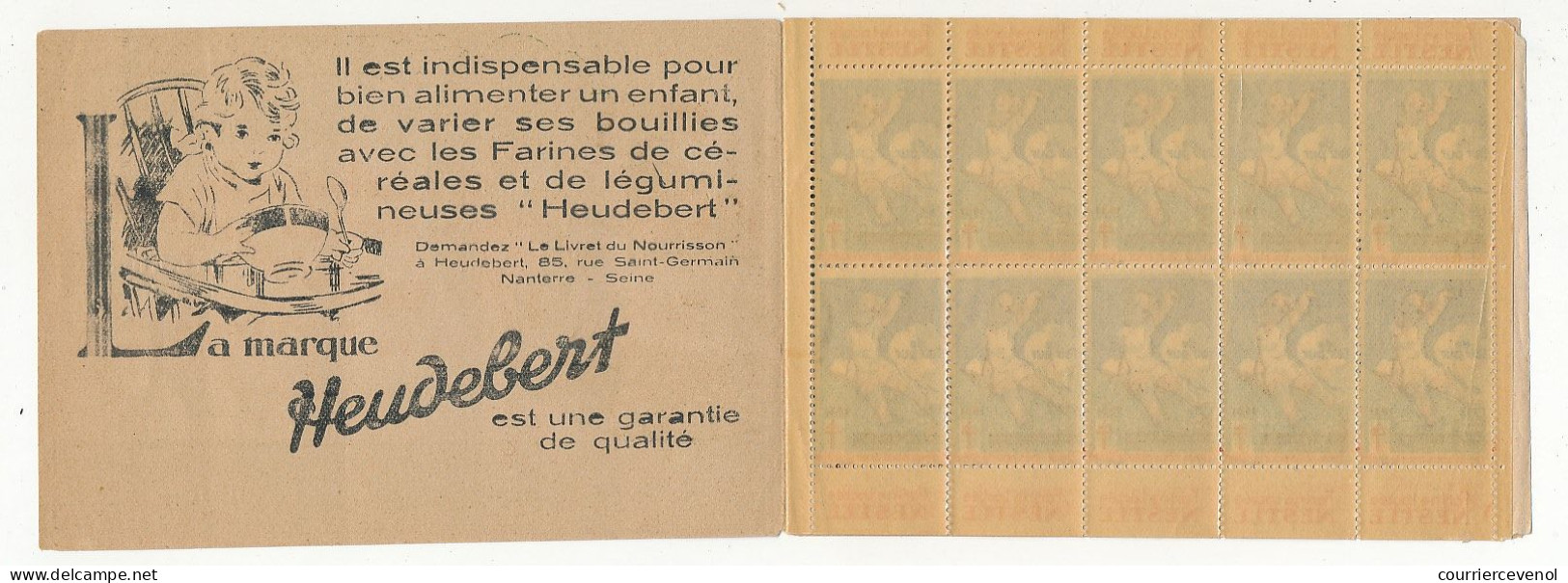 Carnet Anti-tuberculeux 1932 - 2 Fr - 20 Timbres à 10c  - Pubs Farine Lactée Nestlé Sur Tous Les Timbres - Blocks & Sheetlets & Booklets