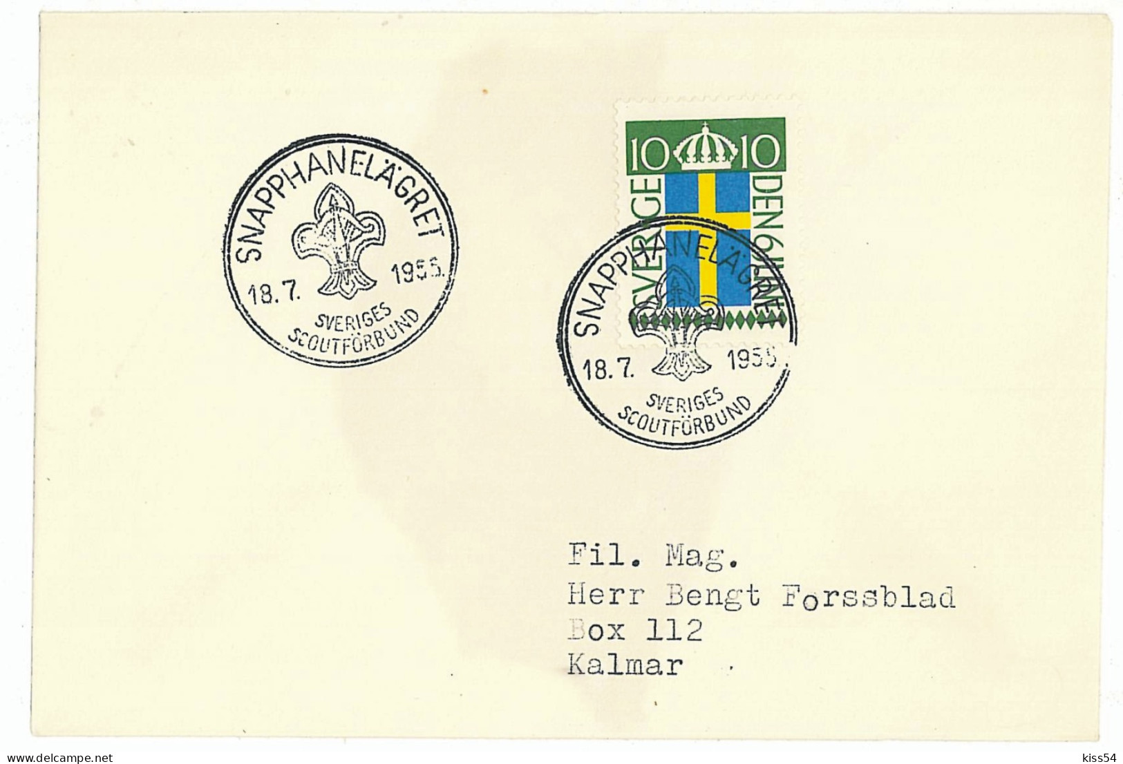 SC 44 - 58 Scout SWEDEN - Cover - Used - 1955 - Lettres & Documents