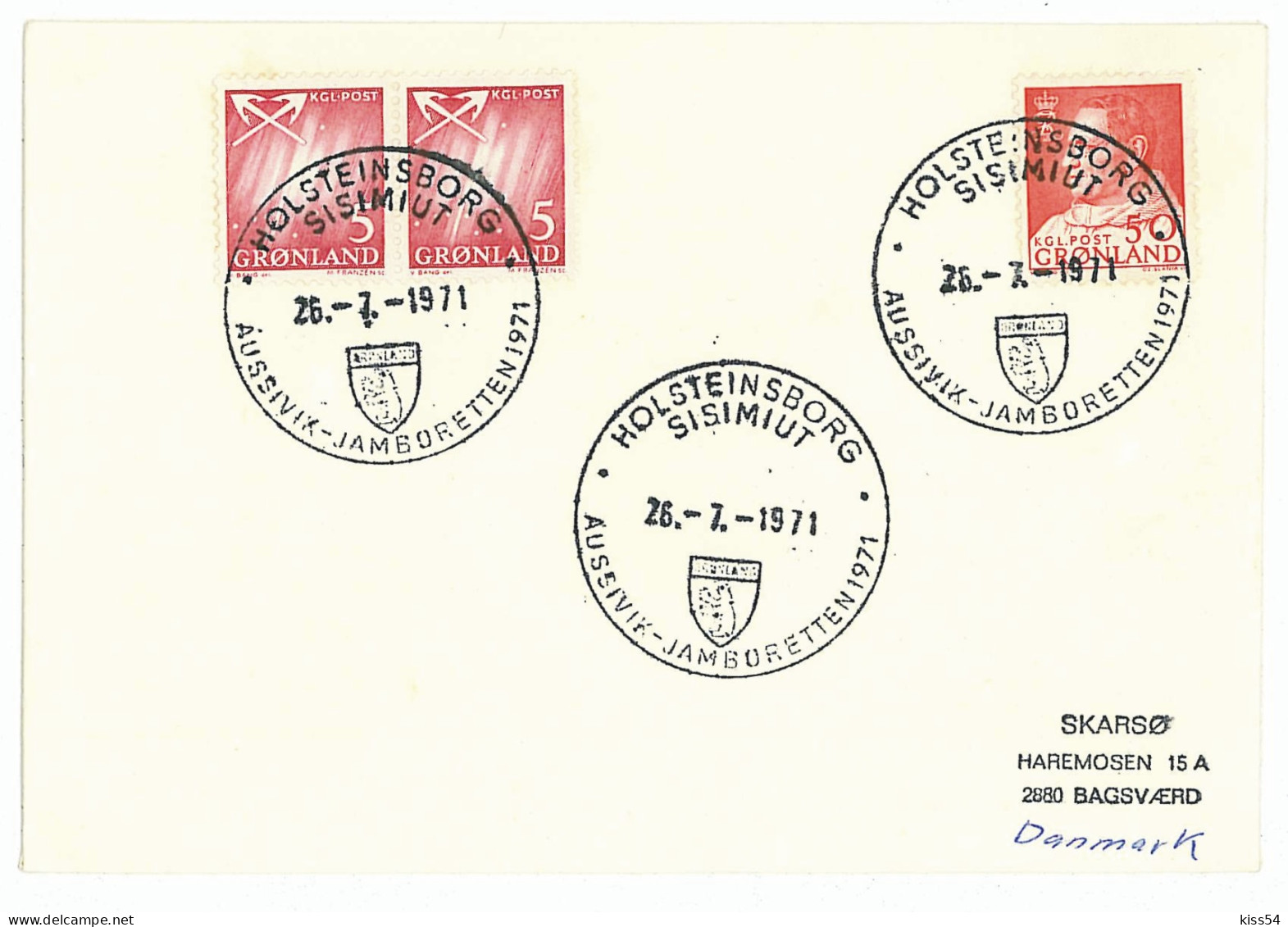 SC 44 - 711 Scout GROENLAND, Jamboree - Cover - Used - 1971 - Briefe U. Dokumente