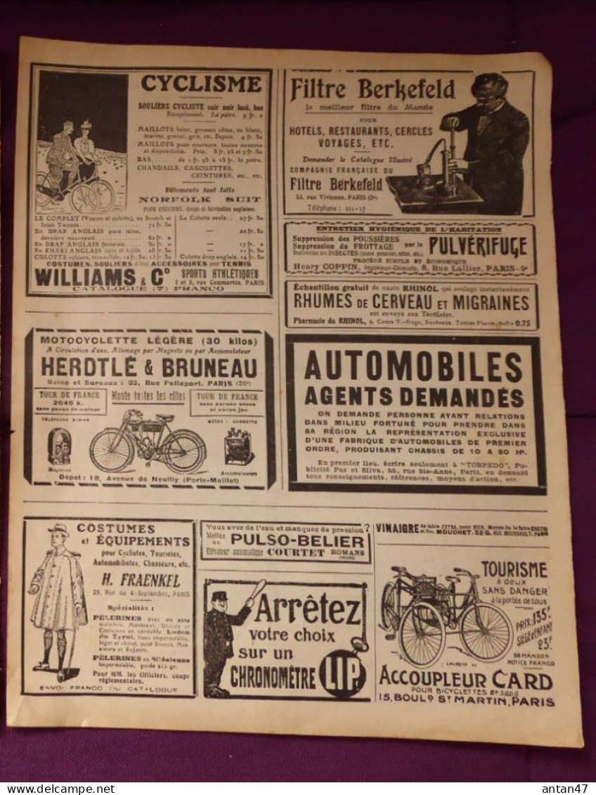 Pub Cycles TRIUMPH LA MOTO REVE HERDTLE & BRUNEAU / Accoupleurs CARD / Vêtements FRAENKEL WILLIAMS HUBERT De VAUTIER - Advertising