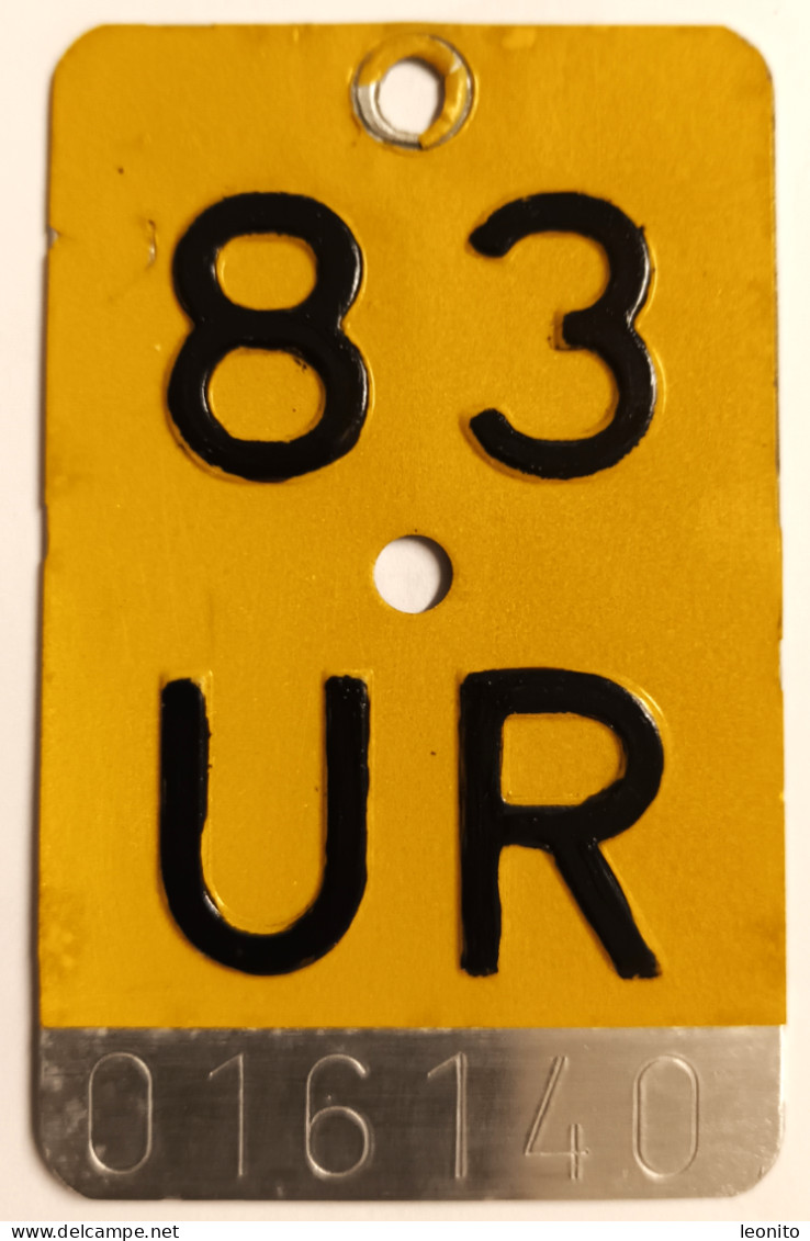 Velonummer Mofanummer Uri UR 83, Letzte Kleine Töfflinummer UR. - Number Plates