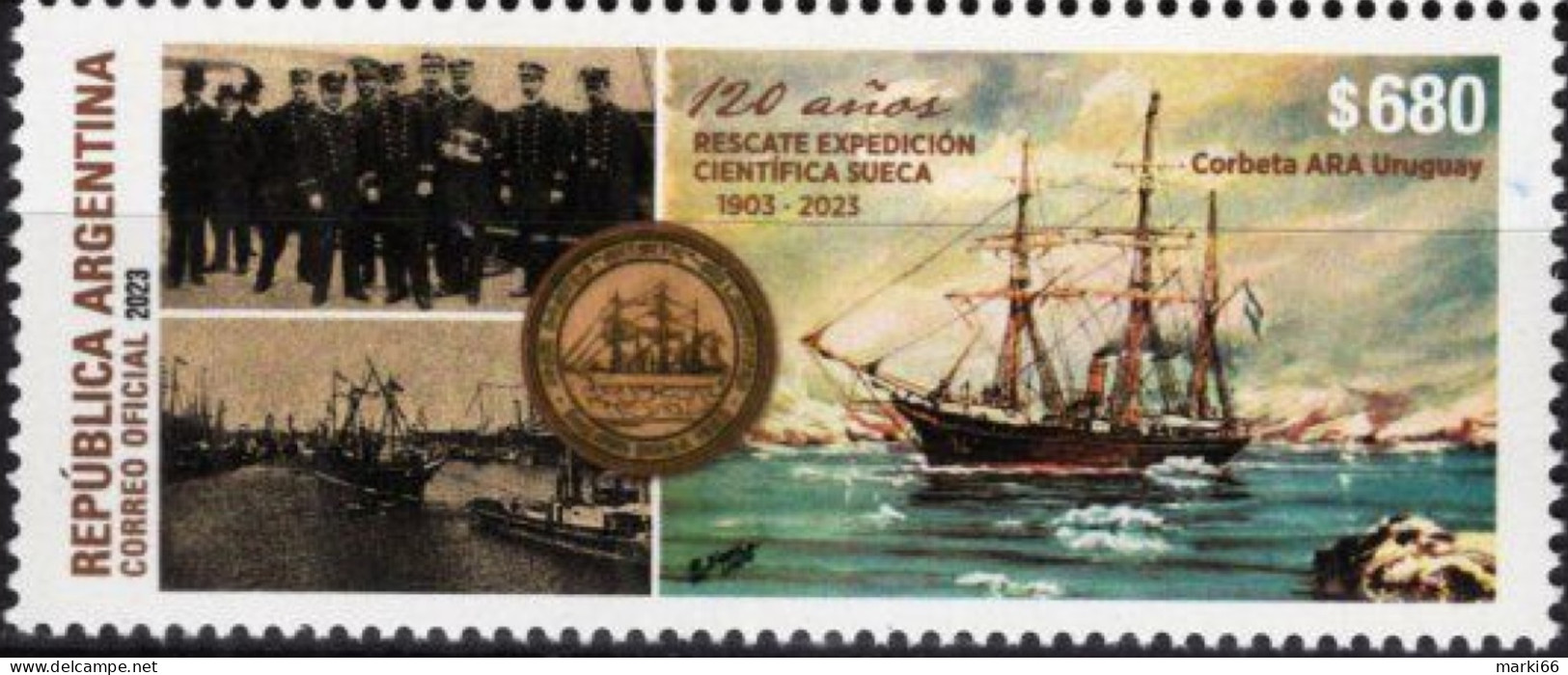 Argentina - 2023 - Argentina In Antarctica - Swedish Expedition Rescue - Corvette Uruguay - Mint Stamp - Nuovi