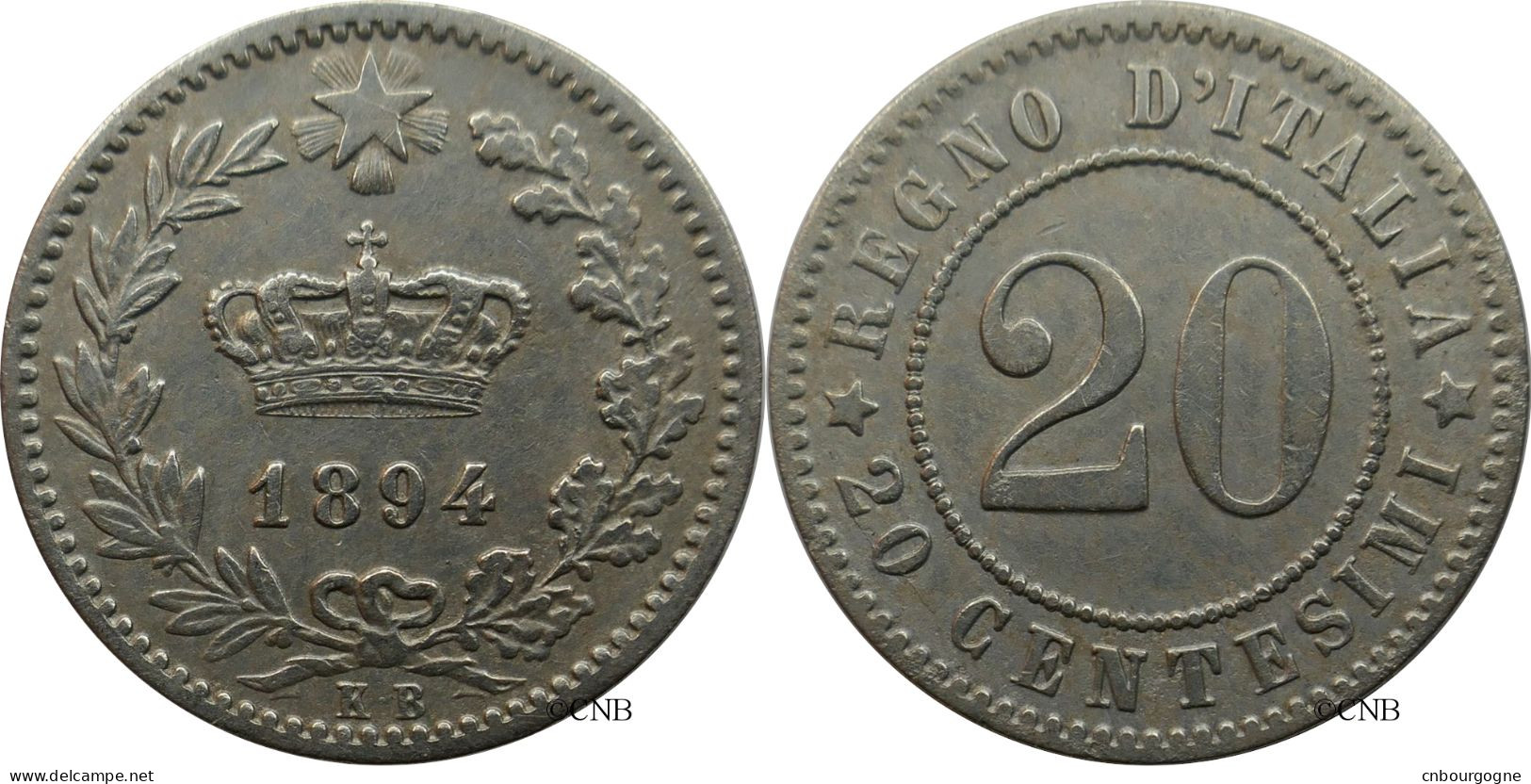 Italie - Royaume - Humbert Ier - 20 Centesimi 1894 KB - TTB/XF45 - Mon4955 - 1878-1900 : Umberto I.