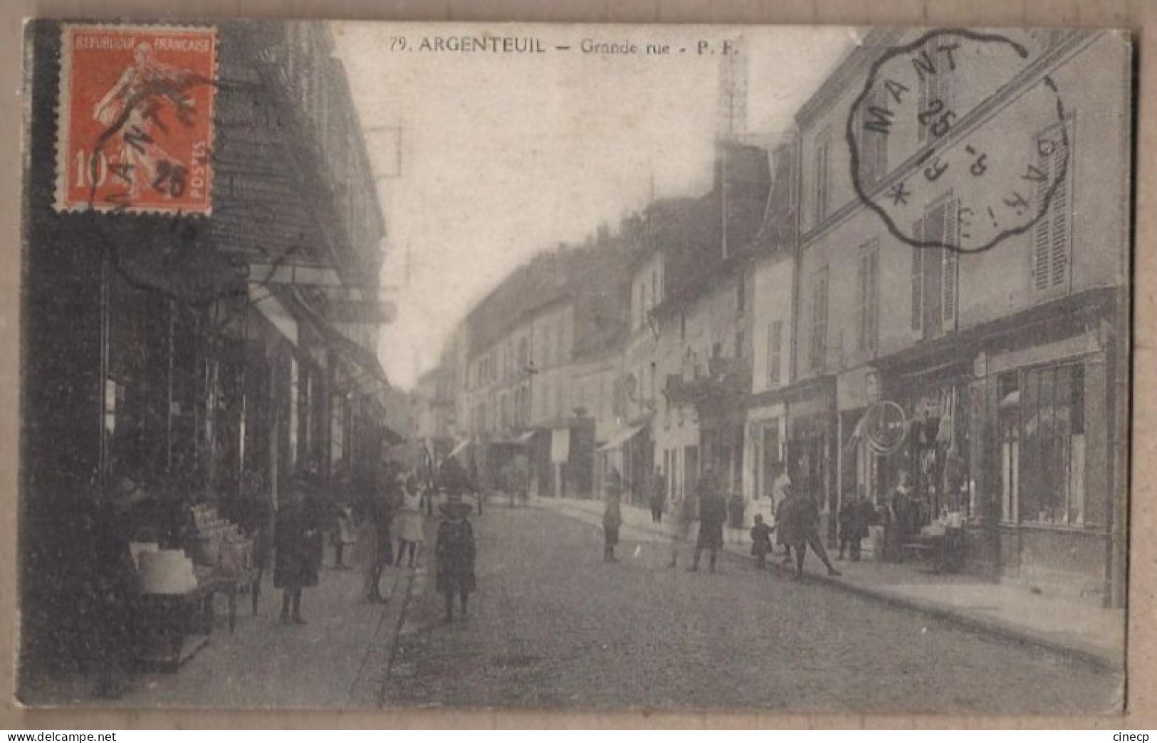 CPA 95 - ARGENTEUIL - Grande Rue - TB PLAN TB ANIMATION CENTRE VILLE Devantures Vitrines MAGASINS + Oblitération - Argenteuil