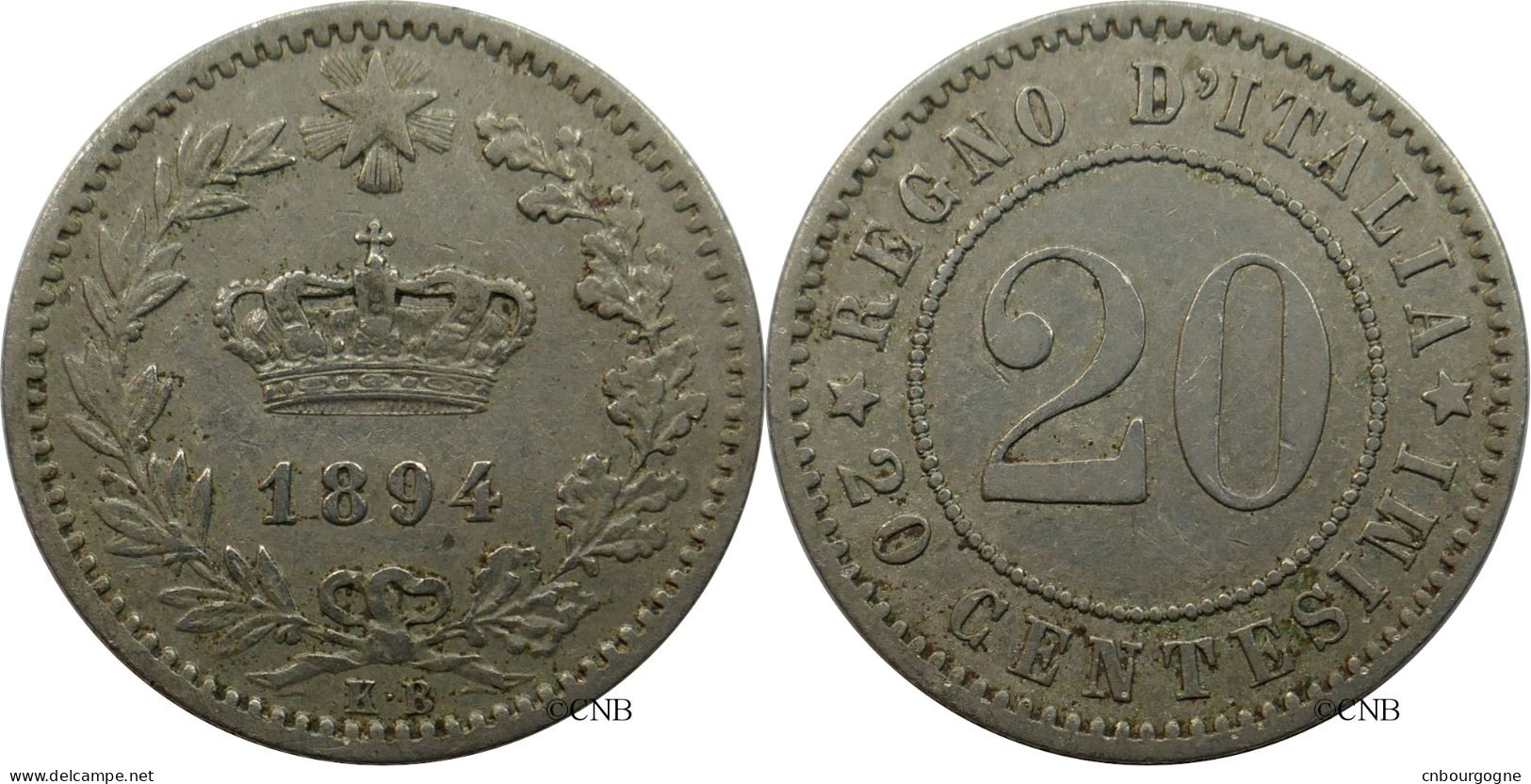 Italie - Royaume - Humbert Ier - 20 Centesimi 1894 KB - TTB/XF45 - Mon4956 - 1878-1900 : Umberto I.