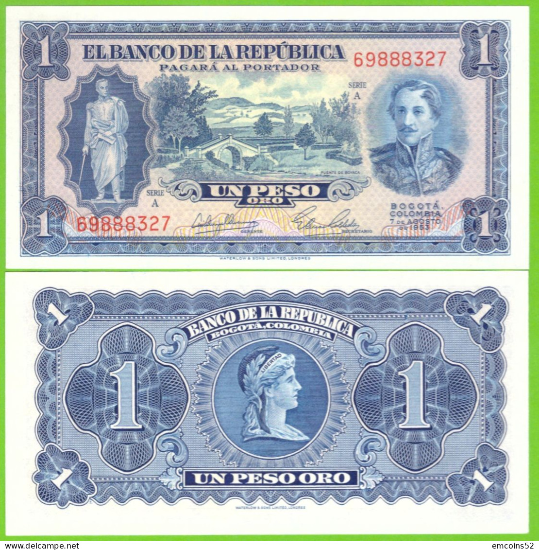 COLOMBIA 1 PESO 1953  P-398  UNC - Kolumbien